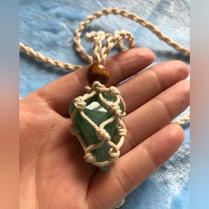 New green strawberry Quartz hand made necklace exchangeable stones!